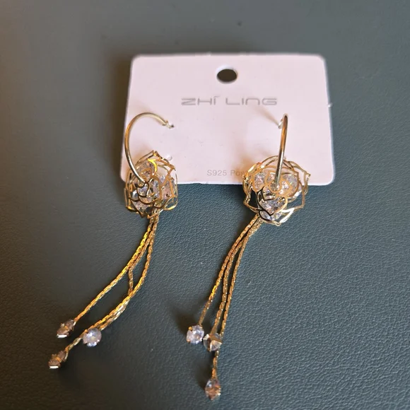 Gold-Tone Dangle Earrings - Picture 3 of 4